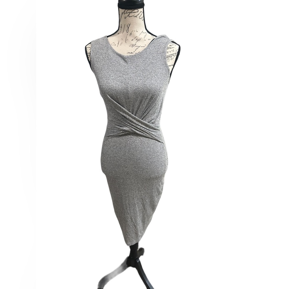 Stitch fix Haley 23. Gray twist waist, midi sheath dress NWT SMALL